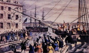 Illustration de la Boston Tea Party originelle américaine Illustration de la Boston Tea Party originelle américaine