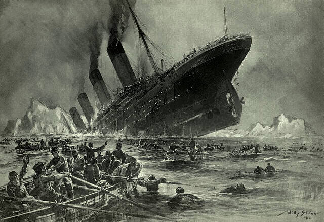 Naufrage du Titanic (Crédits : Willy Stöwer, image libre de droits)