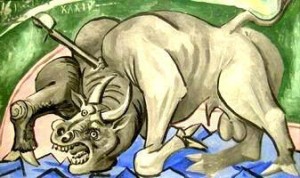 Picasso, le taureau agonisant