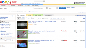 Revente de billets de concert sur ebay