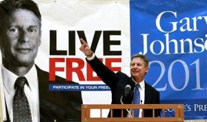Gary Johnson annonçant qu'il briguait les couleurs libertariennes pour la présidentielle américaine (CC, Gary Johnson 2012)