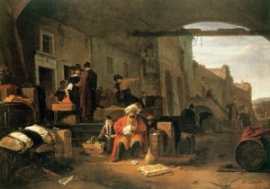 Marchands hollandais dans un tableau de Thomas Wyck (Copyleft)
