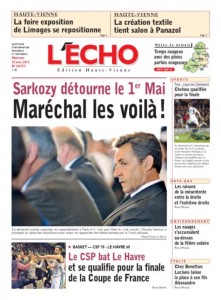 Une une de l'Echo du Centre en avril 2012