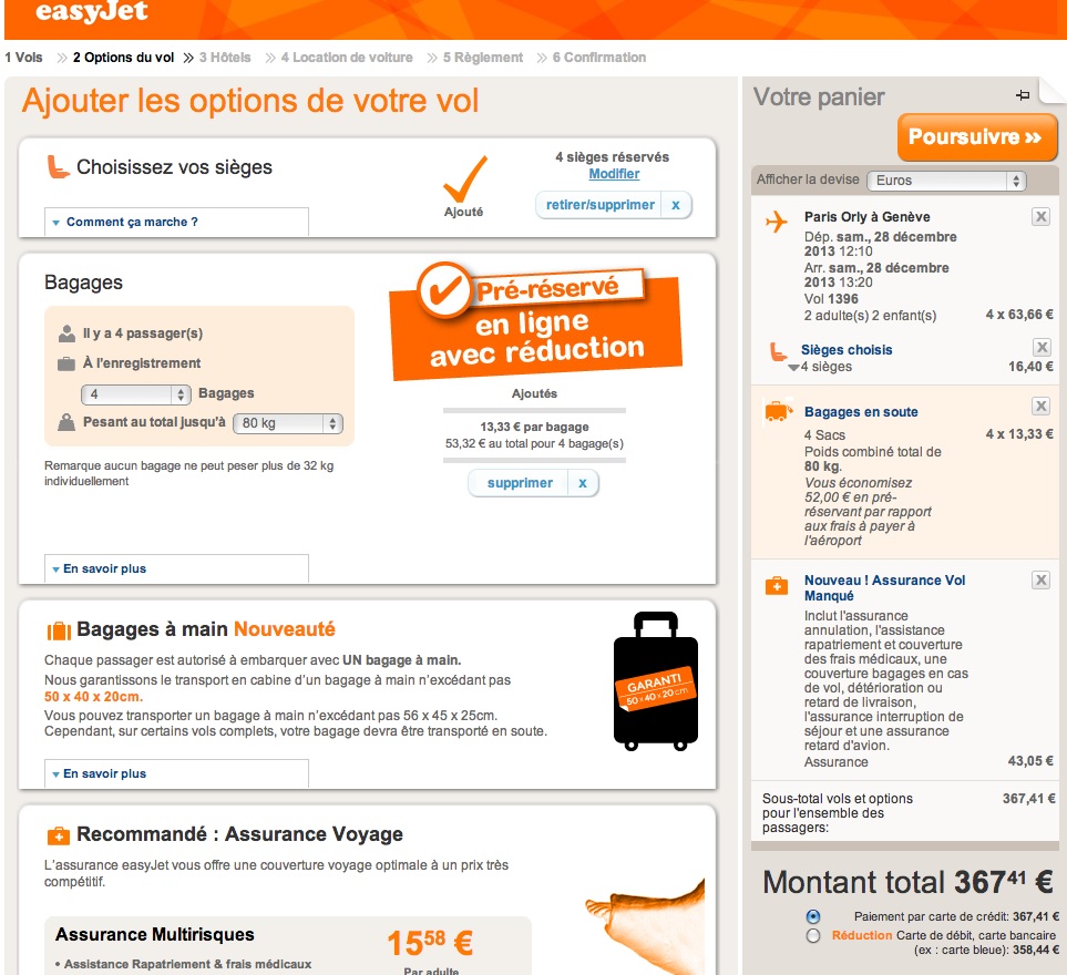 capture d'écran easyJet