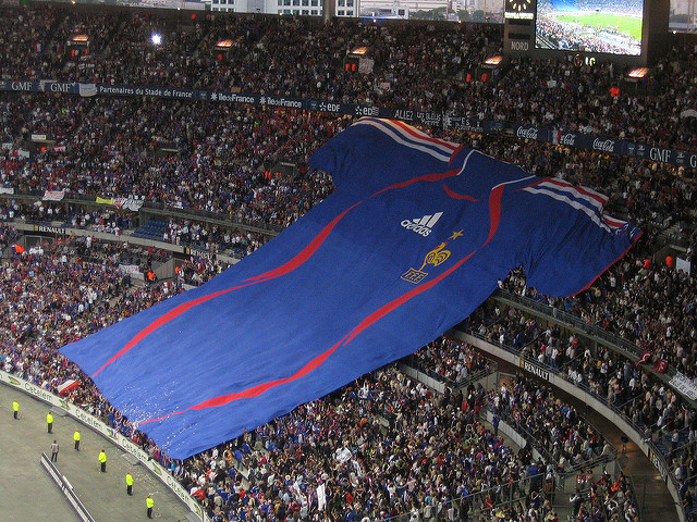 Maillot géant équipe de France de football au Stade de France