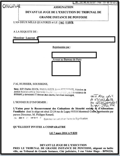 Assignation de l'URSSAF au tribunal