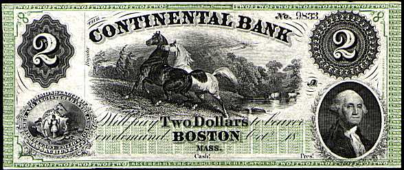 Un billet émis par une banque libre dans le Massachussets.