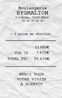 Fausse facture (humoristique) de Bygmalion