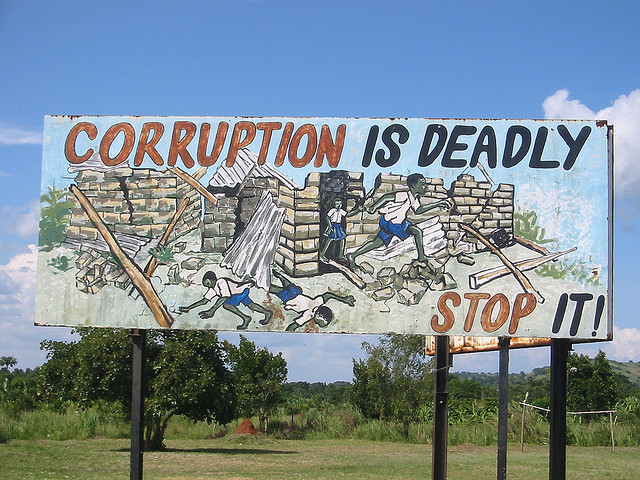Ugandan anti-corruption sign credits futuratlasdotcom (CC BY 2.0)