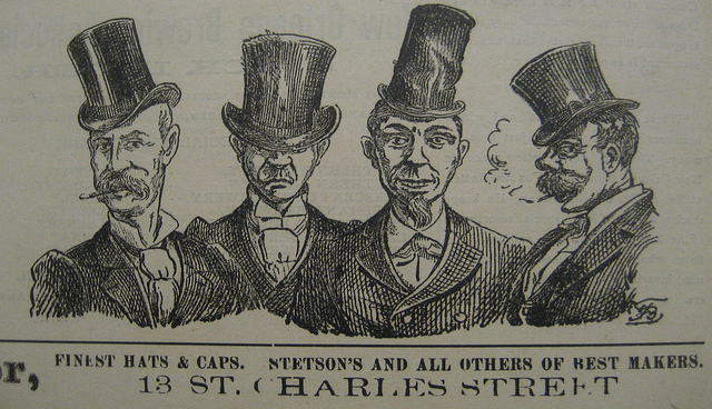 Finest Hats Ad Mascot 10 Sept 1892 credits infrogmation of New Orleans via Flickr ( CC BY 2.0)
