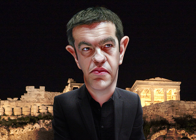 Alexis Tsipras - Crédit caricature : DonkeyHotey via Flickr (CC BY-SA 2.0