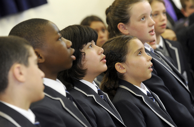 Opening of West London Free school. Cambridge Grove, Hammersmith. 9.9.11 Pupils sing at the opening.free school (CC BY-NC-ND 2.0)