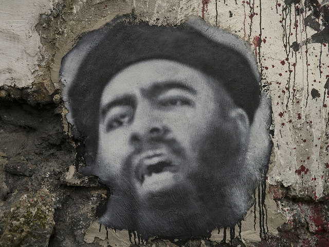 Abu Bakr al Baghdadi, painted portrait credits thierry ehrmann (CC BY 2.0) 