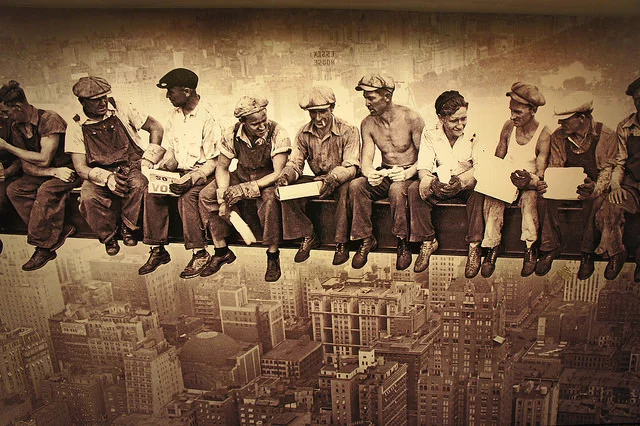 Construction Workers on a Break, Rockefeller Plaza Lobby Picture NYC NY credits Roger (CC BY-NC-ND 2.0)