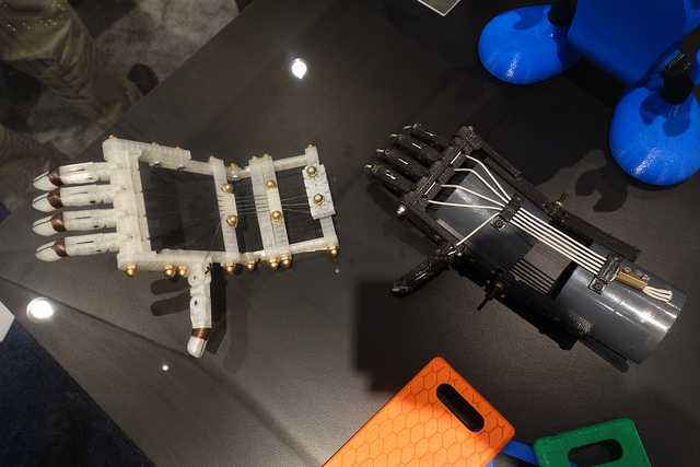 MakerBot printed robo-hands credits Nick Normal (CC BY-NC-ND 2.0)