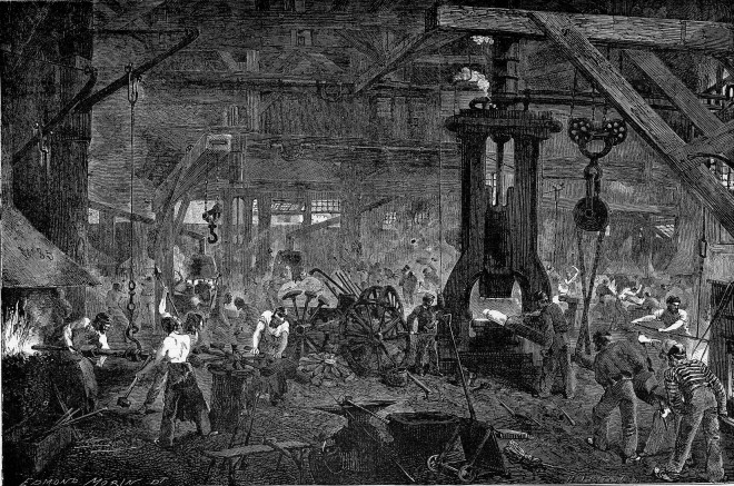 La forge des ateliers Cail à Grenelle, Le Monde illustré 1865
