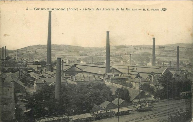 Saint Chamond, ateliers des Aciéries de la Marine (image libre de droits) Saint Chamond, carte postale des ateliers des Aciéries de la Marine