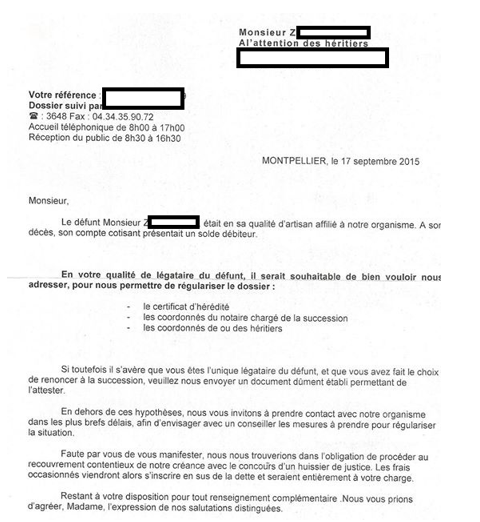 exemple de courrier au tass