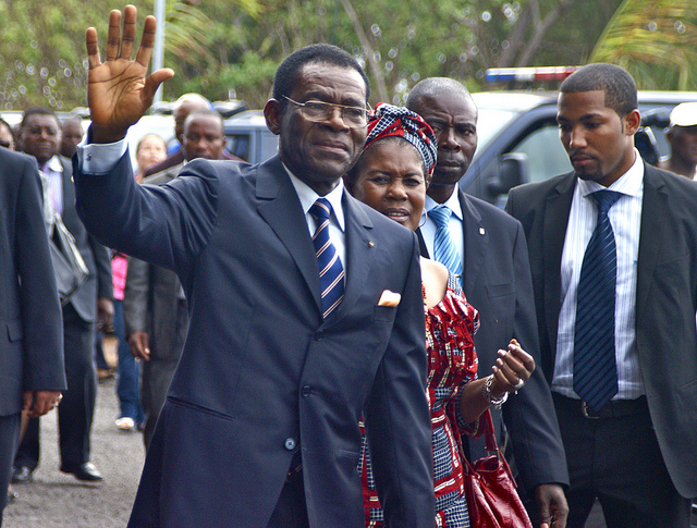 President Obiang Nguema Mbasogo and the First Lady at the new airport on Annobón credits Embassy of Equatorial Guinea (CC BY-ND 2.0) via Flickr ( (CC BY-ND 2.0)