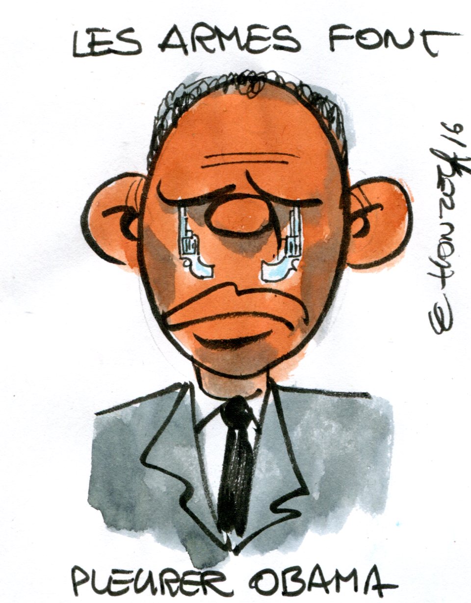 Barack Obama et les armes à feux (Crédits : René Le Honzec/Contrepoints.org, licence CC-BY 2.0)