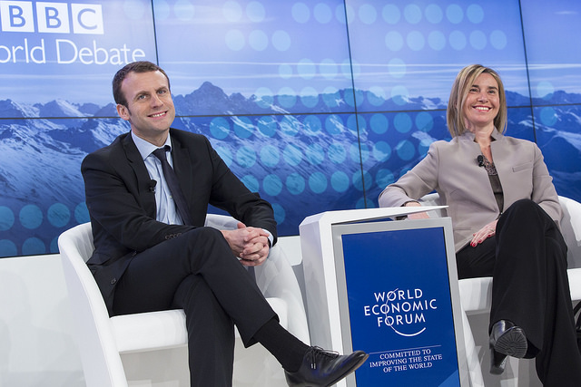 Emmanuel Macron et Federica Mogherini au World Economic Forum