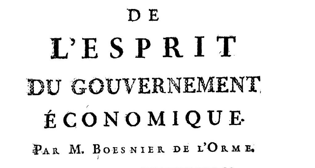 De l'Esprit du Gouvernement économique (Boesnier de l'Orme)