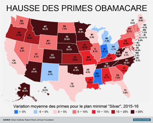 Hausse des primes d'assurance avec Obamacare (Business Insider) Hausse des primes d'assurance avec Obamacare (Business Insider)