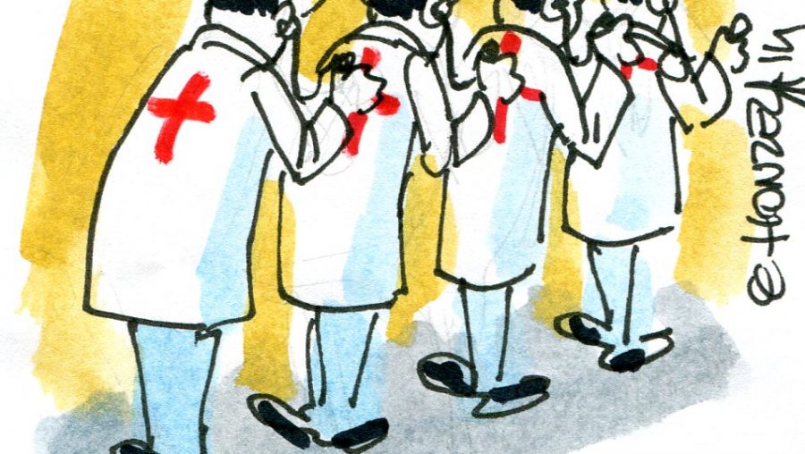 Caricatures hôpital (Crédits : René Le Honzec/Contrepoints, licence Creative Commons)