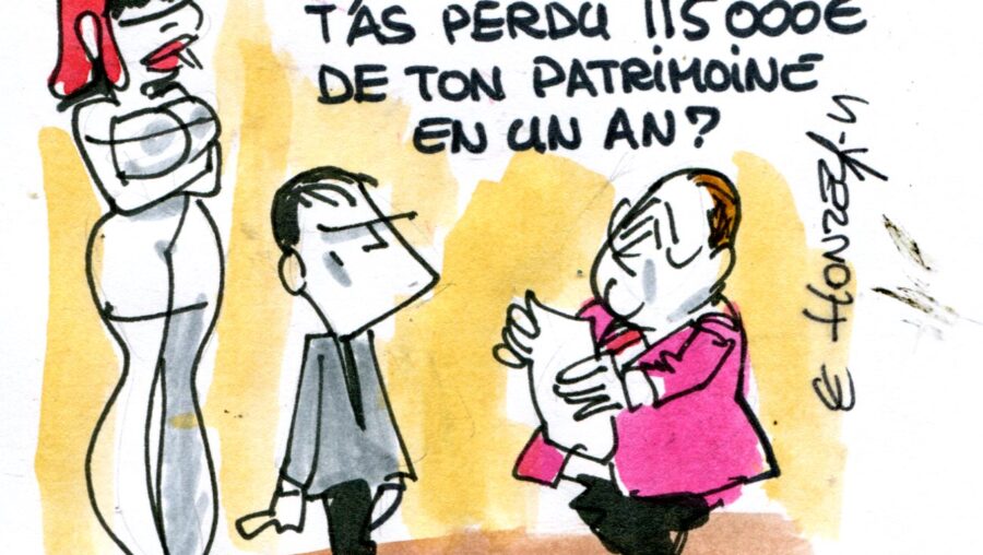Caricature patrimoine des ministres (Crédits : René Le Honzec/Contrepoints, licence Creative Commons)