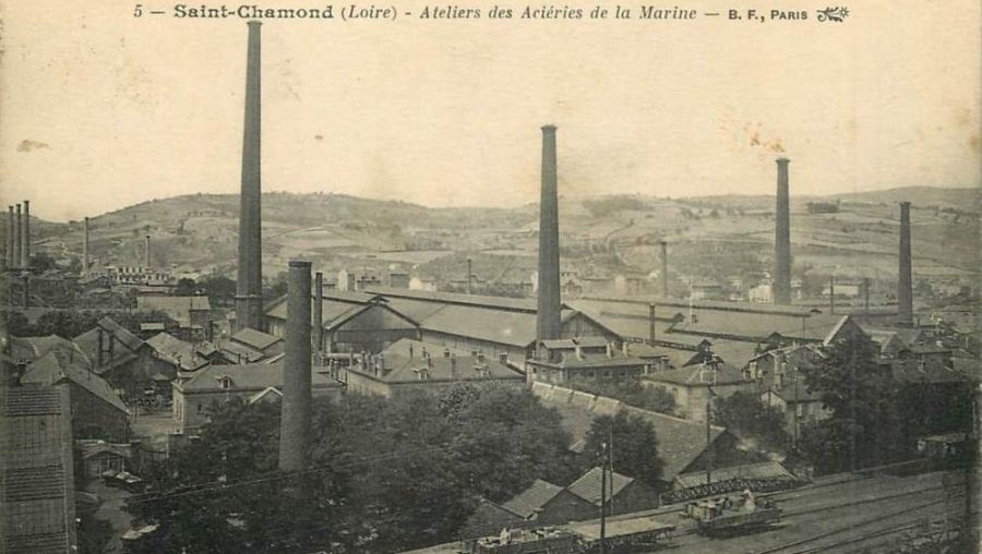 Saint Chamond, carte postale des ateliers des Aciéries de la Marine