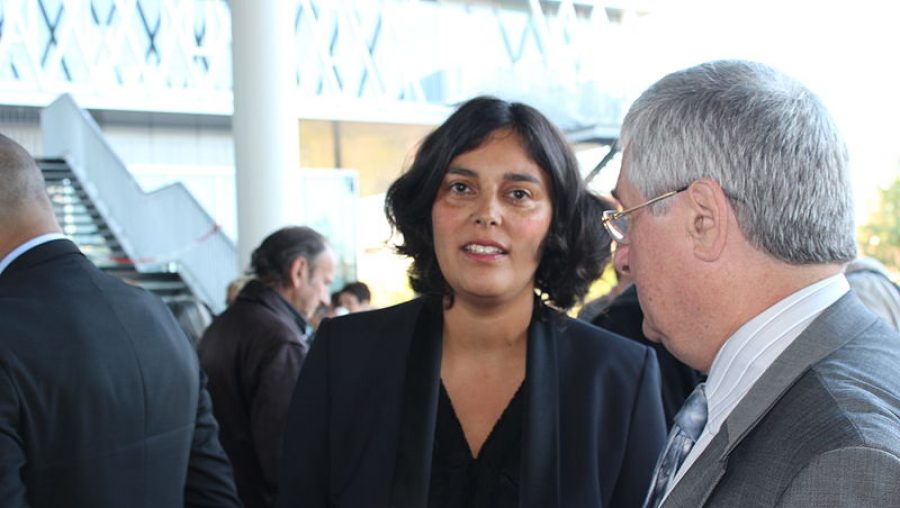 Myriam El Khomri, ministre du travail et de l'emploi, aux côtés du maire de Pierrefitte-sur-Seine Michel Fourcade