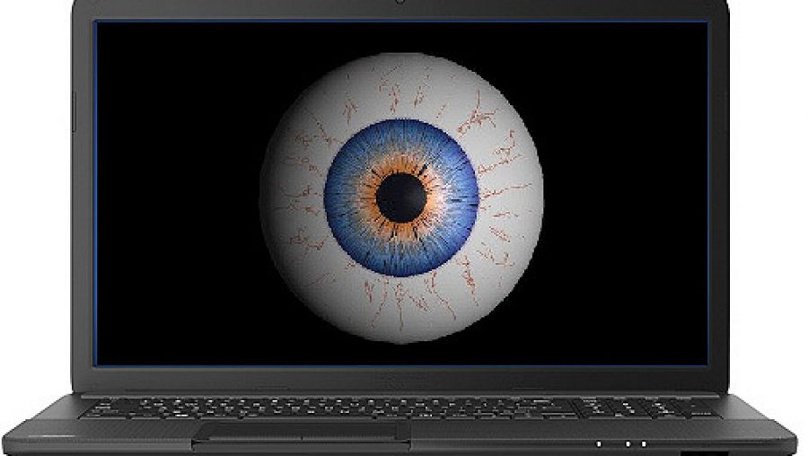 Œil affiché sur l'écran d'un ordinateur portable