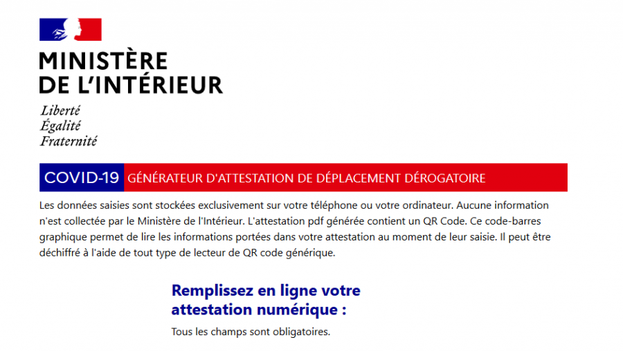 attestation de déplacement