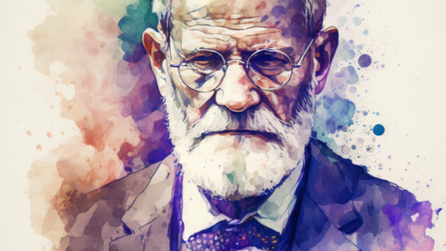 Sigmund Freud in watercolour generated by Midjourney AI