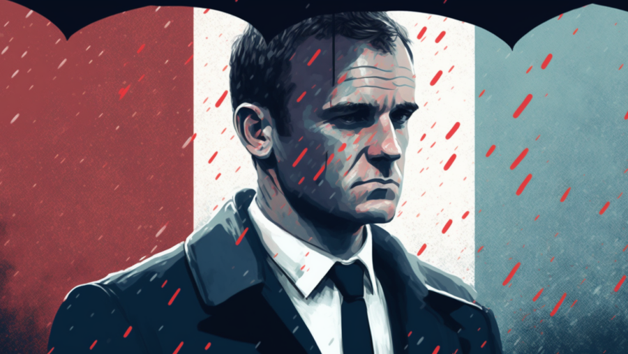 Emmanuel Macron sous la pluie