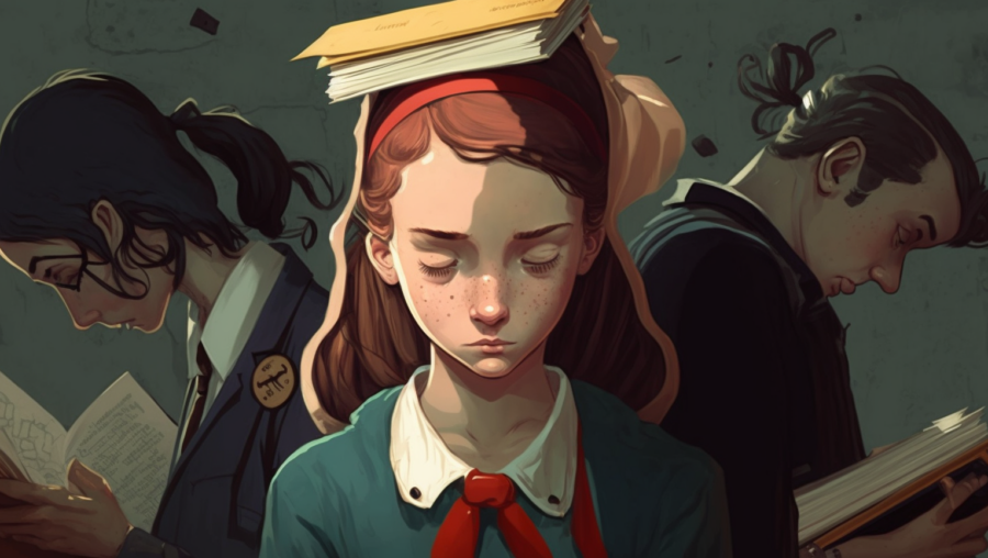 élève supportant le poid de l'éducation